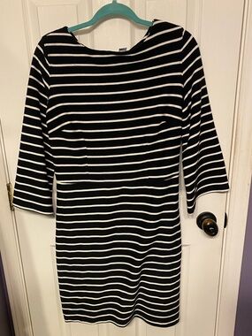 Vintage style black and white bell sleeve dress